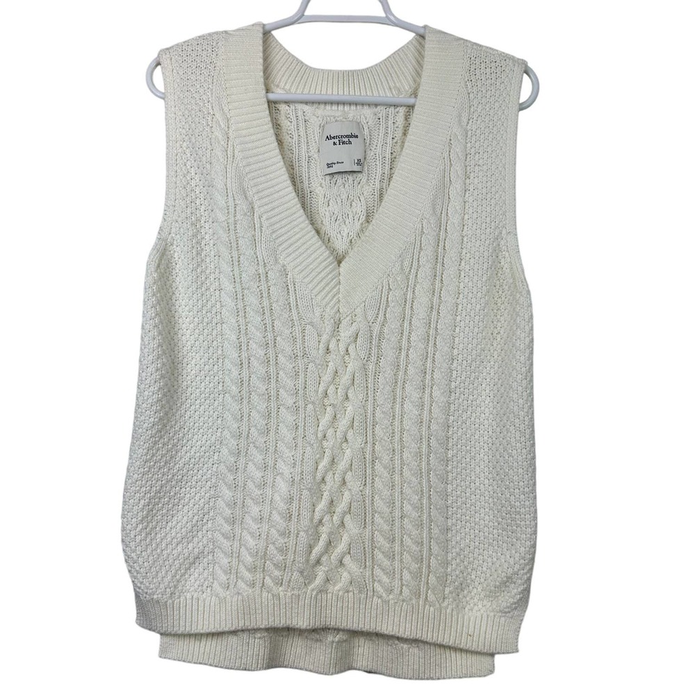 Abercombie & Fitch Cable knit Sweater Vest White XS
